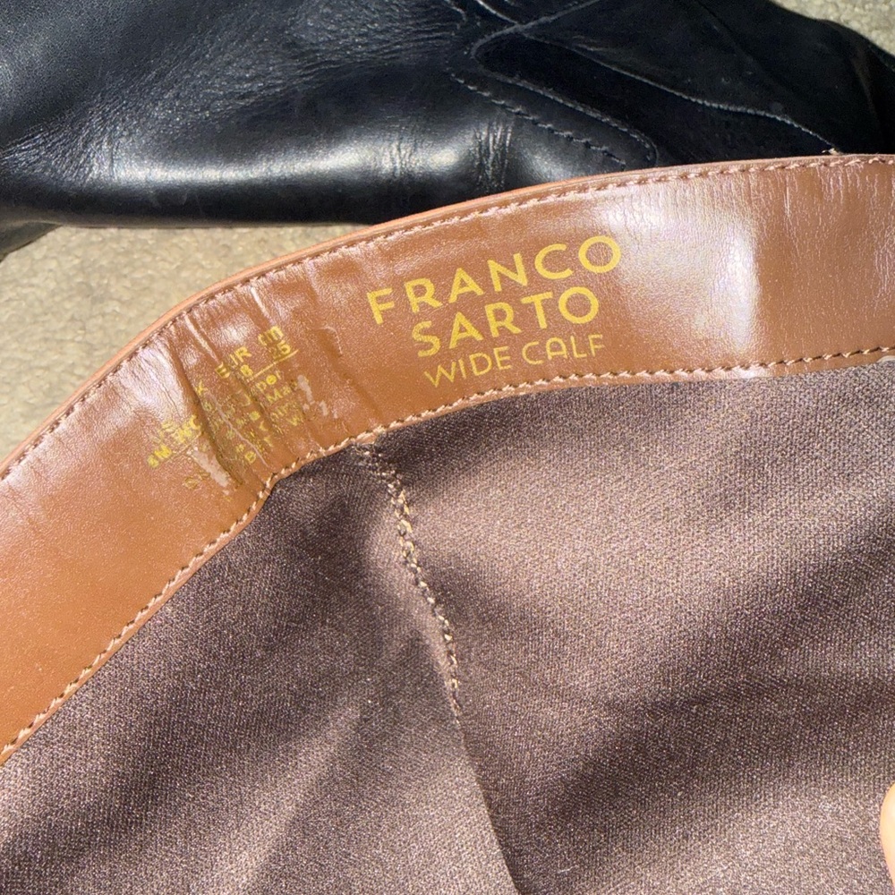 Franco Sarto Black Brown Riding Boots Wide Calf Size 8 - Picture 4 of 7